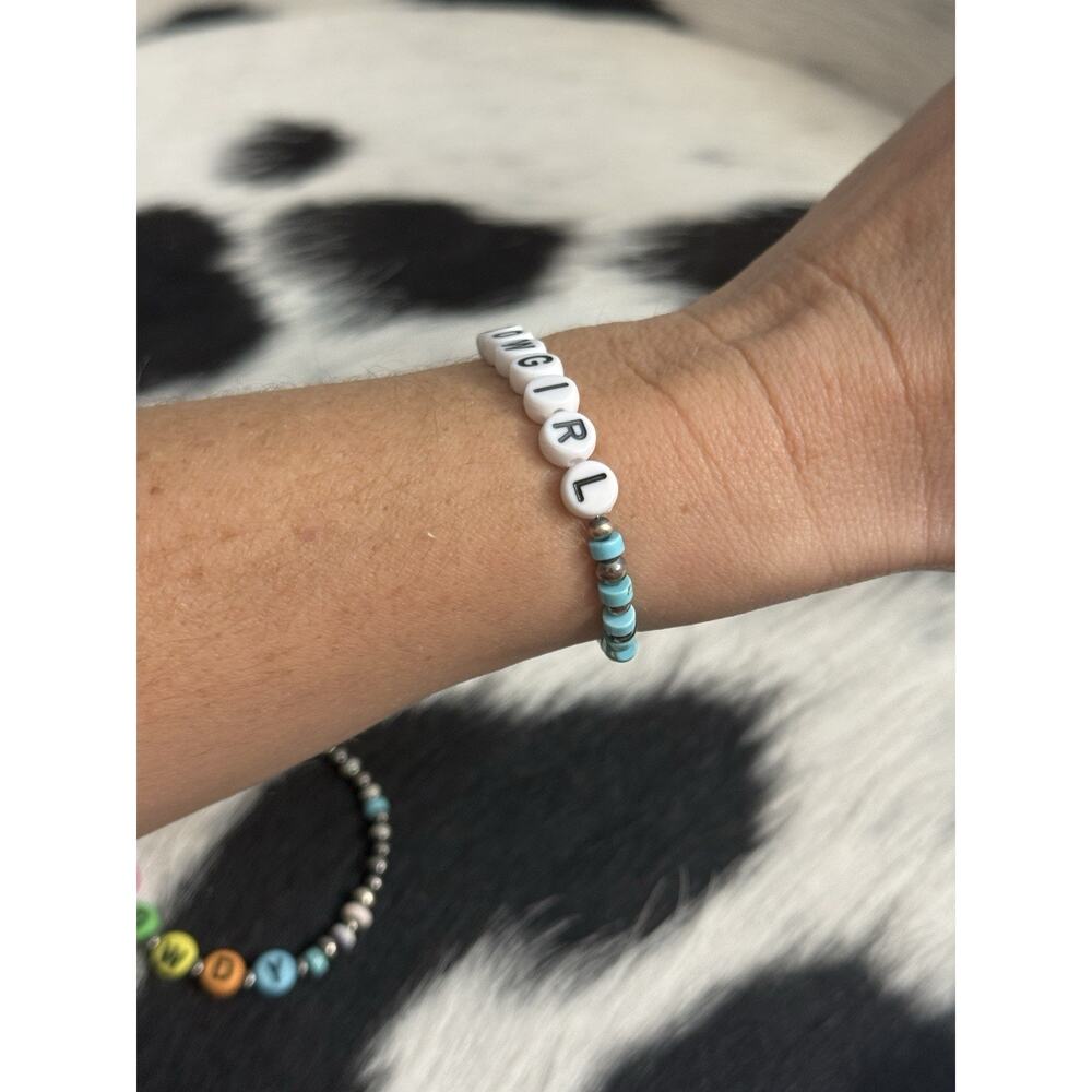 Native American Sterling Cowgirl 3mm 4mm Navajo Pearl Turquoise Stretch Bracelet - Picture 6 of 11